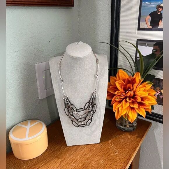 New Premier Designs Simplicity Silver & Black Multi Strand Necklace #PDNK1 - Picture 1 of 5